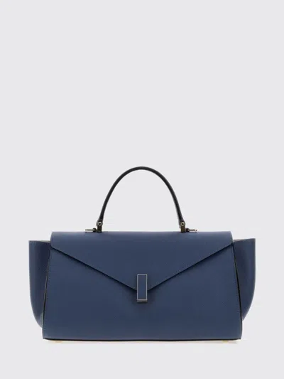 Valextra Iside Grained Calf Leather Top Handle Bag With Shoulder Strap In Blue