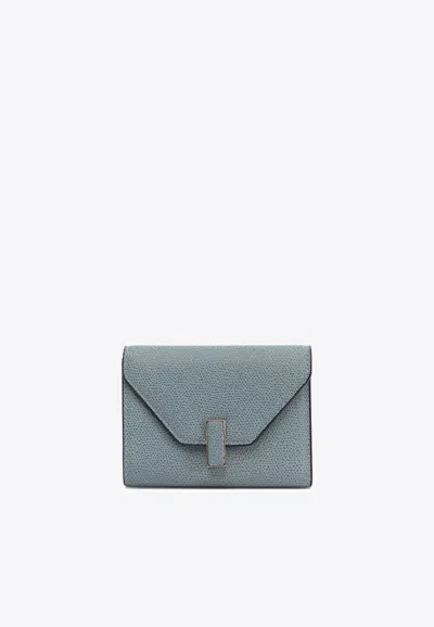 Valextra Iside Leather Tri-fold Wallet In Blue