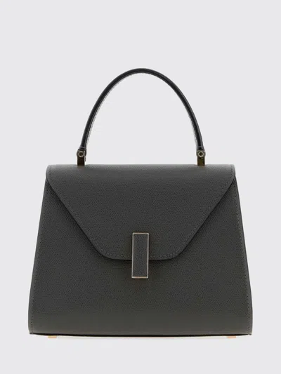 Valextra Iside Mini Grained Calfskin Handbag With Shoulder Strap In Gray