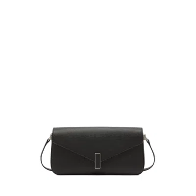 Valextra Iside Flap Leather Shoulder Bag In Nero Nn