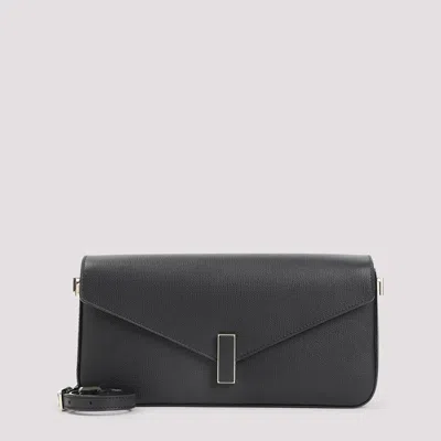 Valextra Structured Black Calf Leather Shoulder Bag In Purple