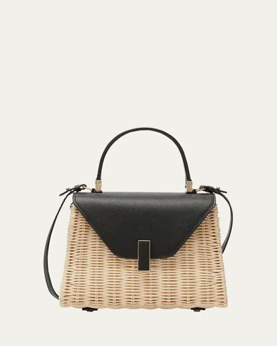 Valextra Iside Small Wicker Top-handle Bag In Biege Black