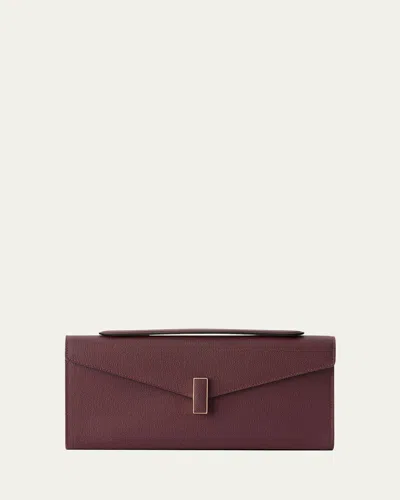 Valextra Iside Turn-lock Leather Clutch Bag In Burgundy