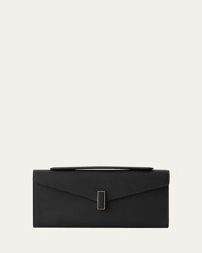 Valextra Iside Turn-lock Leather Clutch Bag In Claret Red