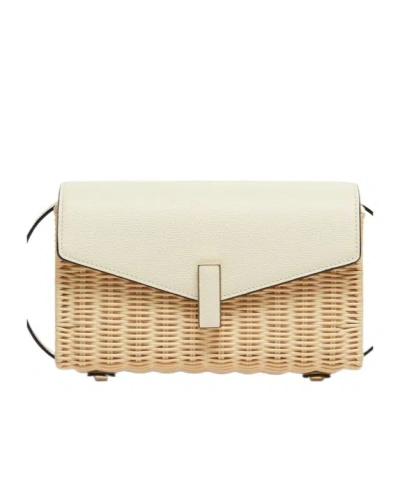 Valextra Iside Wicker Clutch In Brown