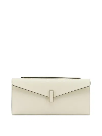 Valextra "isis" Clutch With Shoulder Strap In White