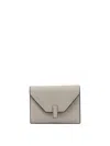 Valextra Isis Trifold Wallet Envelope Flap Textured In Gray