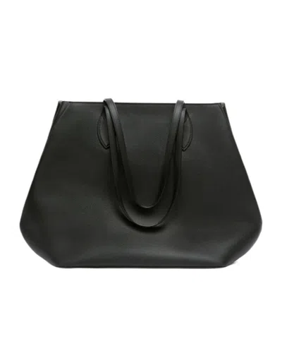 Valextra Large Vivi Leather Tote Bag In Black