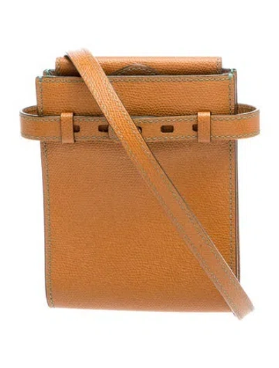 Pre-owned Valextra Leather Brera B-tracollina Slim In Brown
