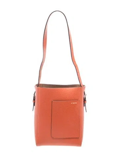 Pre-owned Valextra Leather Bucket Bag In Orange