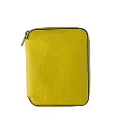 Pre-owned Valextra Leather Card Case () In Yellow