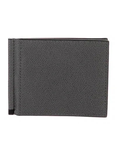 Pre-owned Valextra Leather Card Holder In Gray