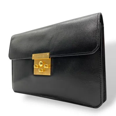 Pre-owned Valextra Leather Clutch Bag () In Black