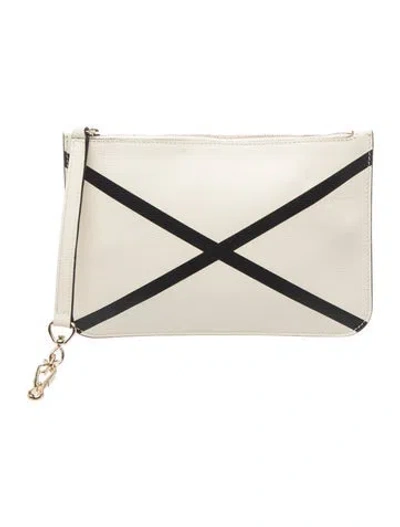 Pre-owned Valextra Leather Clutch In Neutral
