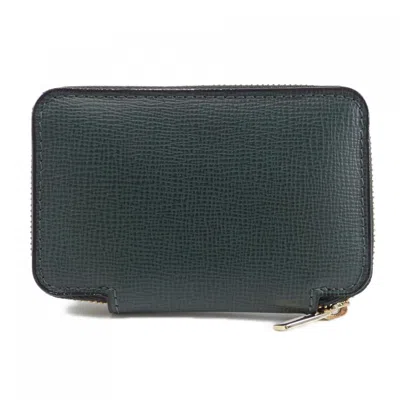Pre-owned Valextra Leather Coin Purse/coin Case () In Green