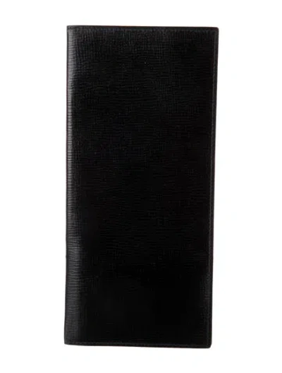 Pre-owned Valextra Leather Continental Wallet In Black
