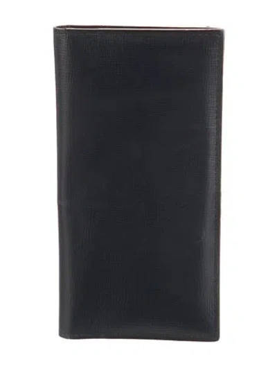 Pre-owned Valextra Leather Continental Wallet In Black/blue