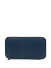 Valextra Leather Continental Wallet In Blue
