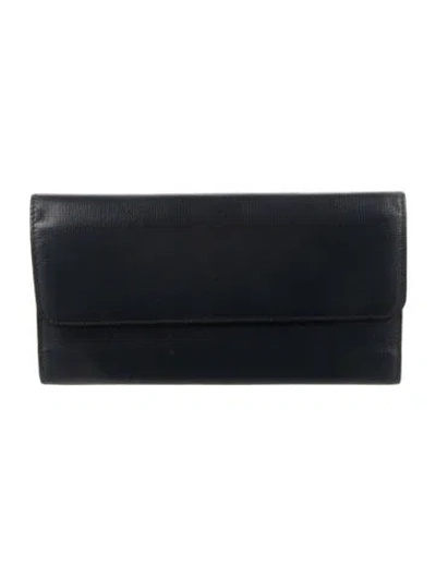 Pre-owned Valextra Leather Continental Wallet In Blue