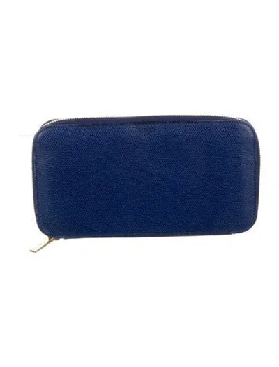 Pre-owned Valextra Leather Continental Wallet In Blue