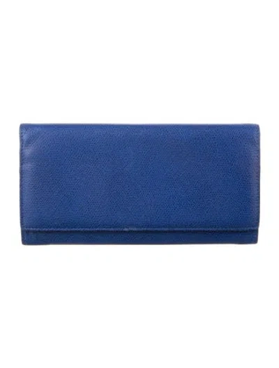 Pre-owned Valextra Leather Continental Wallet In Blue