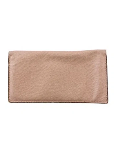Pre-owned Valextra Leather Continental Wallet In Neutral
