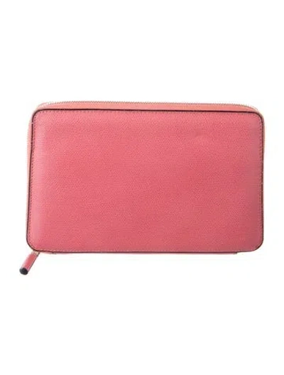 Pre-owned Valextra Leather Continental Wallet In Pink