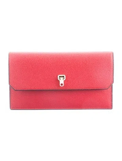 Pre-owned Valextra Leather Continental Wallet In Red