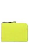 Shop Valextra Leather Flat Pouch In Yellow