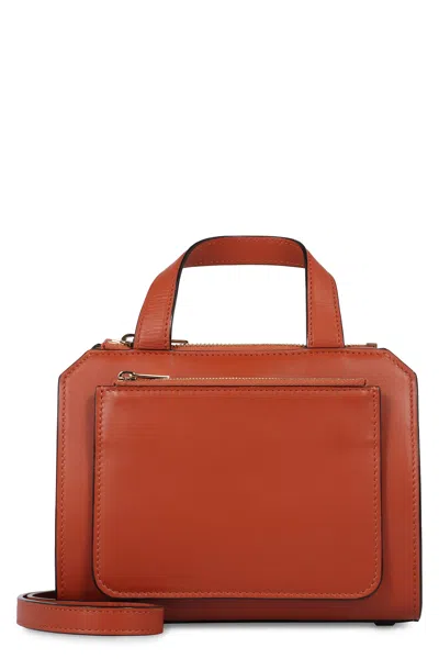 Valextra Leather Handbag In Saddle Brown