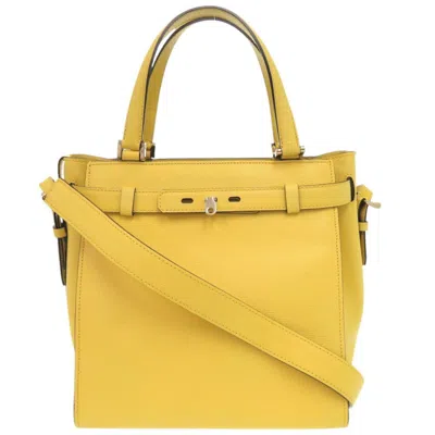 Pre-owned Valextra Leather Handbag Shoulder Bag () In Yellow