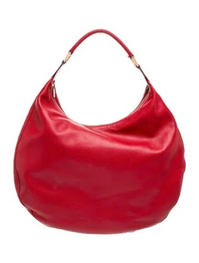 Pre-owned Valextra Leather Hobo In Red