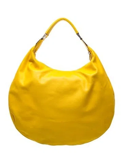 Pre-owned Valextra Leather Hobo In Yellow