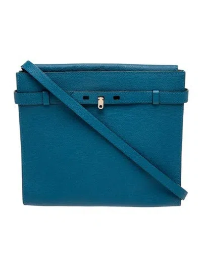 Pre-owned Valextra Leather Messenger Bag In Blue