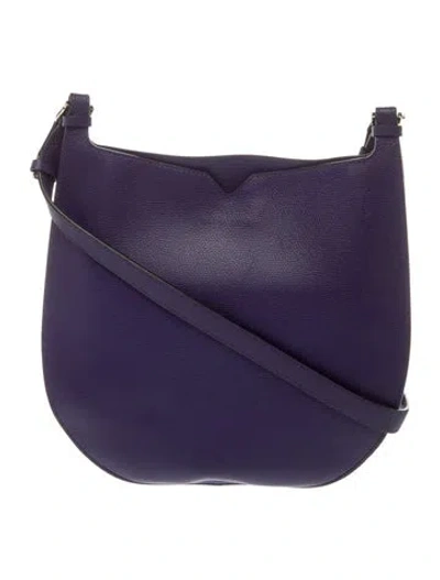 Pre-owned Valextra Leather Messenger Bag In Purple