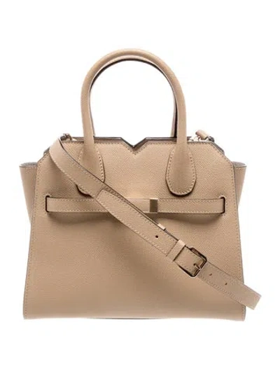 Pre-owned Valextra Leather Milano Micro In Neutral