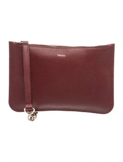 Pre-owned Valextra Leather Portfolio In Burgundy