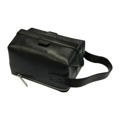 Pre-owned Valextra Leather Pouch Vanity Bag () In Black