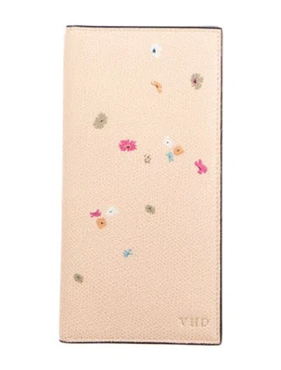 Pre-owned Valextra Leather Printed Card Holder In Neutrals