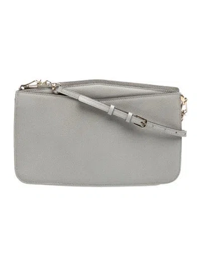 Pre-owned Valextra Leather Shoulder Bag In Grey