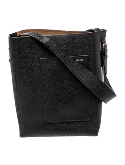 Pre-owned Valextra Leather Soft Bucket Bag Medium In Black