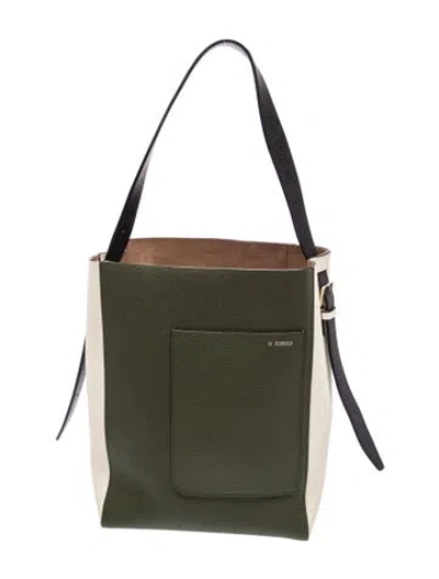 Pre-owned Valextra Leather Soft Bucket Medium In Green