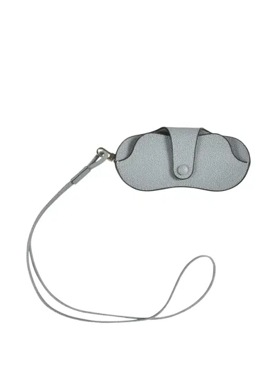 Valextra Leather Strap Eyewear Case Travel Accessory In Gray