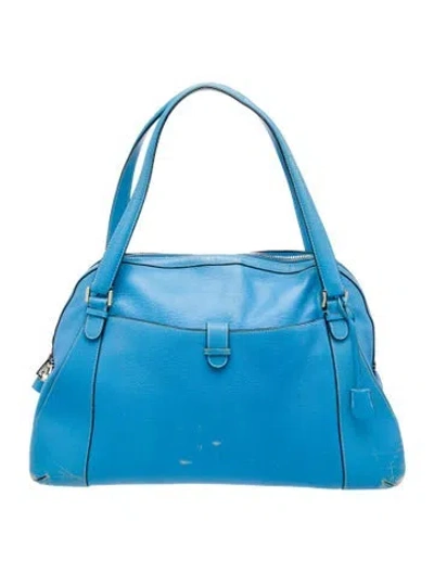 Pre-owned Valextra Leather Top Handle Bag In Blue