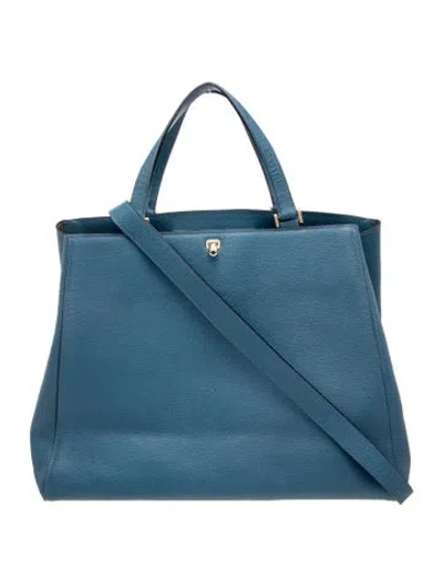 Pre-owned Valextra Leather Top Handle Bag In Blue