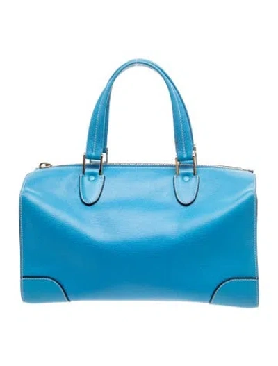 Pre-owned Valextra Leather Top Handle Bag In Blue
