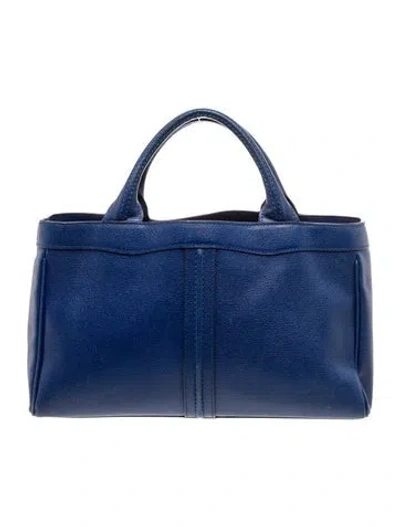 Pre-owned Valextra Leather Top Handle Bag In Blue