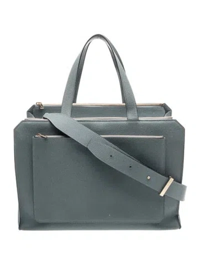 Pre-owned Valextra Leather Top Handle Bag In Blue