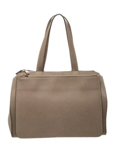 Pre-owned Valextra Leather Top Handle Bag In Neutrals