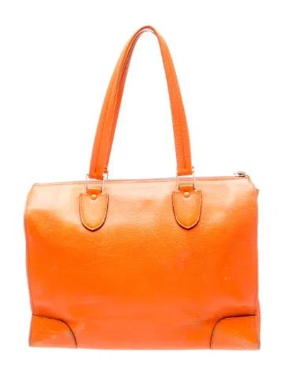 Pre-owned Valextra Leather Top Handle Bag In Orange